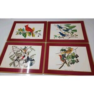 pimpernel placemats set 4 Audubon Birds Red Cardinal Indigo Grosbeak Cork Havell